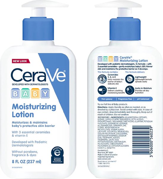 CeraVe Baby Lotion - Zachte babyhuidverzorging met Hyaluronzuur en Ceramiden  - Baby Moisturizing Lotion - Parabenen en geurvrij - 237ml van CeraVe