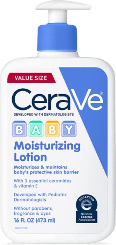 CeraVe Baby Lotion - Zachte babyhuidverzorging met Hyaluronzuur en Ceramiden - Baby Moisturizing Lotion - Parabenen en geurvrij - 473ml van Merkloos