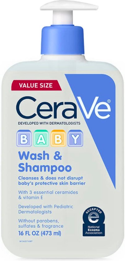 CeraVe Baby Wash & Shampoo - Geur- parabenen- en sulfaatvrije shampoo - 473ml van CeraVe