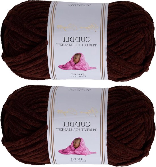 Chenille Garen - Knuffel Garen - Haken en Breien - Oeko-Tex Gecertificeerd - 200g Pakket - Bruin