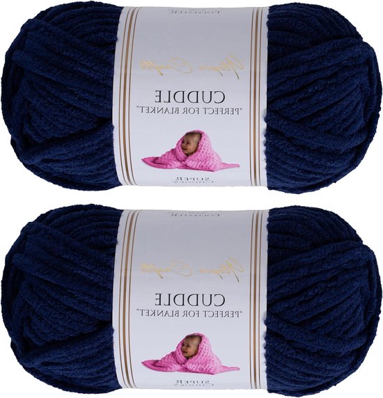 Chenille Garen - Knuffelgaren Haken - Dieren Haken - Super Chunky - 200g - Navy Blauw