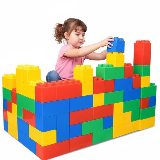 Cheqo® Xxl Bouwblokken - Grote Bouwblokken - Bouwblokken 1 Jaar - Bouwblokken Baby - Bouwblokken Peuter - Reuzen Bouwblokken - Stapelblokken - Grote Blokken Speelgoed - Bouwblokken Set - Gekleurde Bouwblokken van Merkloos