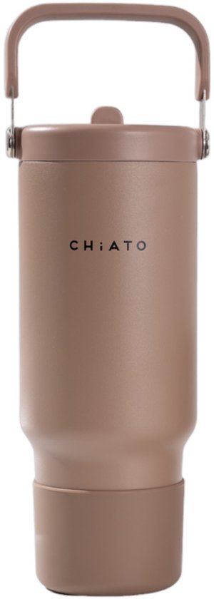 CHiATO Home freshSIP Choco Brown geïsoleerde tumbler met een flipdeksel en rietje, 946 ml – Bruin