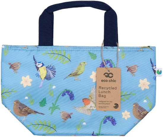 Chic - Cool Lunch Bag _ small - Blue - Bleu Birds - lunchtas volwassenen - lunchtas dames van Chi
