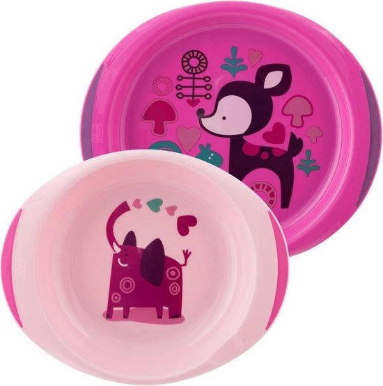 Chicco Bordenset Meisjes 24 Cm Polypropyleen Roze/paars 2-delig van Chicco