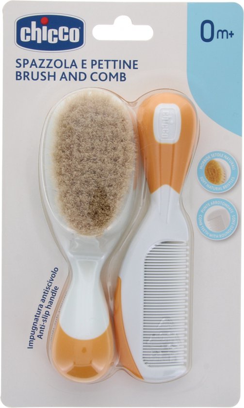Chicco Borstel En Kam Junior Wit/oranje 2-delig van Chicco