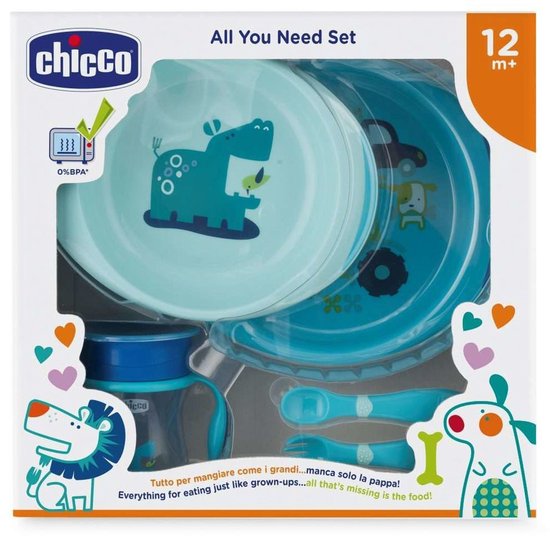 Chicco Maaltijdset Junior 33 X 34 Cm Blauw 3-delig