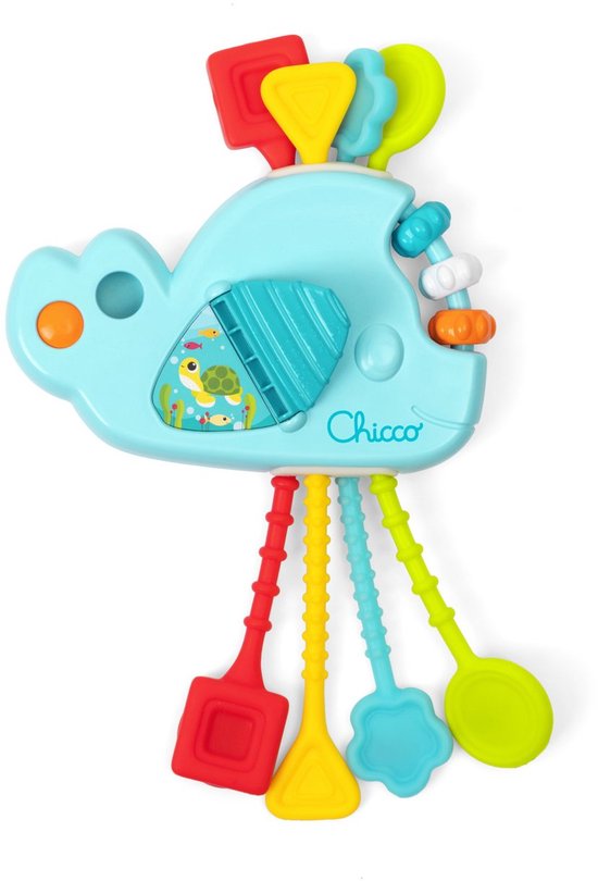 Chicco Multisensorische Trekkoord Walvis - Montessori Grijp & Bijtspeelgoed (1-3 Jaar) van Chicco