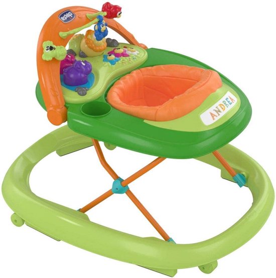 Chicco Walky Talky Loopstoeltje - Baby Walker met 3D-Speelboog & Elektronisch Speelbord - In Hoogte Verstelbaar (3 Standen) - Compact Opvouwbaar - Veilig met 6 Stoppers - Groen (6-12M)
