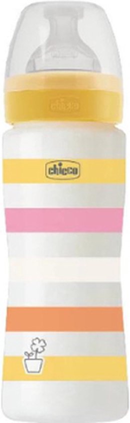 Chicco zuigfles Siliconen Well Being 330ml geel van Merkloos