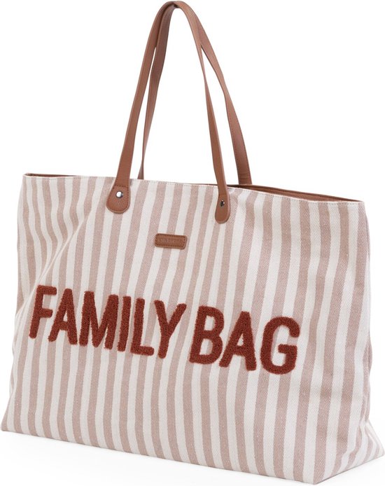 Childhome Family Bag - Luiertas - Stripes Collection - Nude/Wit van Childhome