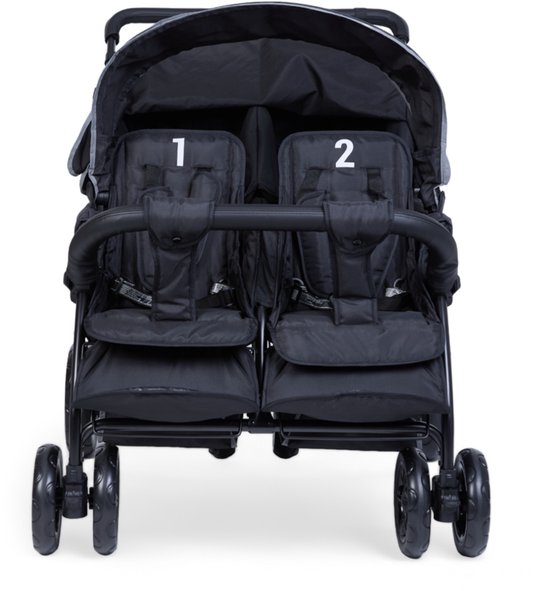 Childhome Quadruple Kinderwagen - 4 Zitplaatsen - Met Regenhoes & Zonnekappen - Zwart - Voor Kinderen tot 15 kg van Childhome