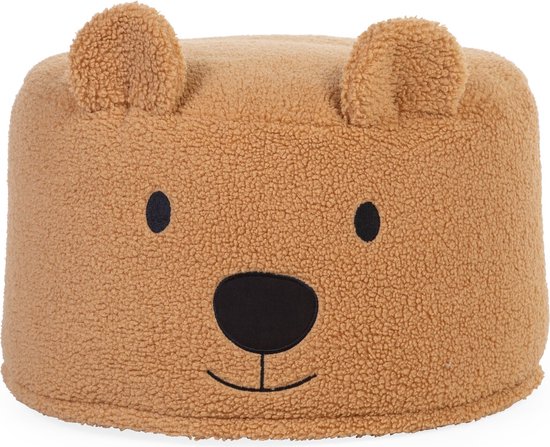 Childhome Teddy Beer Poef – 40x40x25 cm – Zachte Beige Poef met Afneembare Wasbare Hoes – Voor Kinderen vanaf 2 Jaar van Childhome