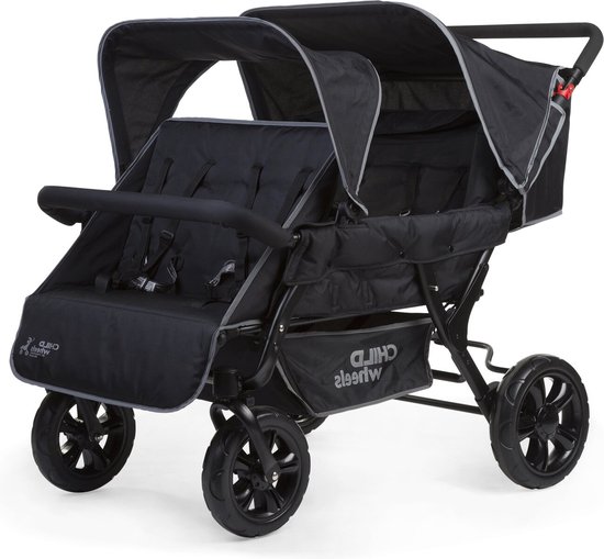 Childhome Two By Two Wandelwagen buggy - 4 Zits - Kinderwagen incl. regenhoes en zonnekap - 120x85x103cm van Childhome