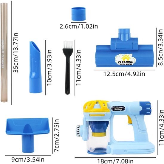 Children's Toy Vacuum Cleaner - Simulated Electric Model | Interactive Model with Light and Sound Effects, Suitable for Cleaning Play for Children Aged 3 and Above, Fostering Skills and Enjoyment van Merkloos