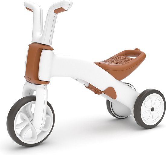 Chillafish Loopfiets 1 jaar voor jongens en meisjes - Driewieler loopfiets verstelbaar naar 2 wieler - Bruin - Lichtgewicht met verstelbare zitting - Stille anti slip banden voor binnen en buiten - Model Bunzi van Merkloos