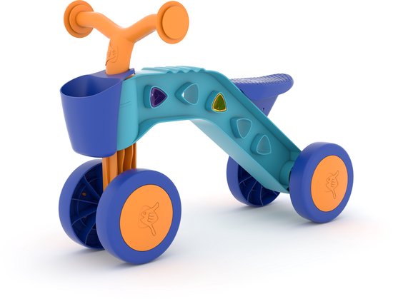 Chillafish Loopfiets 1 jaar voor jongens en meisjes met speelblokken - Loopwagen voor peuters tot 3 jaar met mandje - Blauw - Lichtgewicht - Stille anti slip banden voor binnen en buiten - Stabiele vierwieler - Model Itsibitsi van Merkloos