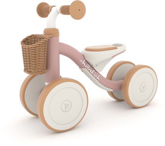 Chillafish Loopfiets 1 jaar voor meisjes met mandje - Loopwagen voor peuters tot 3 jaar - Roze - Lichtgewicht auto met handvat om te dragen - Stille anti slip banden voor binnen en buiten - Stabiel met 4 wielen - Model Cruzi van Merkloos