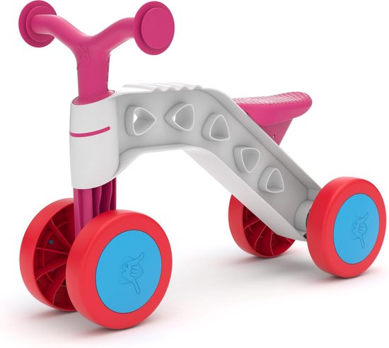 Chillafish Loopfiets 1 jaar voor meisjes met speelblokken - Loopwagen voor peuters tot 3 jaar met mandje - Roze - Lichtgewicht - Stille anti slip banden voor binnen en buiten - Stabiele vierwieler - Model Itsibitsi van Merkloos