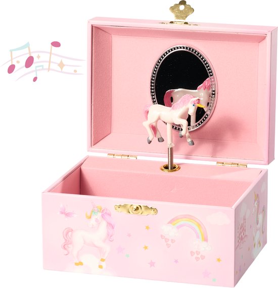 ChimeDream Rainbow Realm Unicorn Muziekdoos | Sieradendoos met Dansende Eenhoorn | Speelt Twinkle Star Melodie | 14,8 x 10,6 x 8,5 cm | Magisch Cadeau voor Meisjes van Merkloos