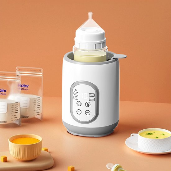 CHIWIN 8-in-1 Flessenwarmer Baby Onderweg - Bottle Warmer LCD Display - Snel Opwarmen (2-7 min) - 24-uurs Warmtebehoud - PP Materiaal - BPA-vrij - Sterilseren en Ontdooien - Stopt Automatisch bij Droogkoken - Wit van Merkloos