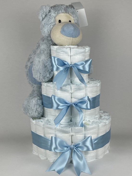 Chouette-Chouette | Luiertaart Jongen | Kraamcadeau | Geboorte Jongen | Babyshower | Beer Felix Blauw - Blauw van Chouette-Chouette