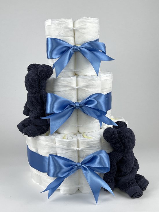Chouette-Chouette | Luiertaart Jongen | Kraamcadeau | Geboorte Jongen | Babyshower | Beren Navy donker blauw - diep Blauw van Chouette-Chouette
