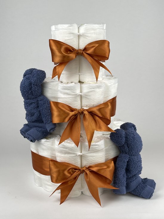 Chouette-Chouette | Luiertaart Jongen | Kraamcadeau | Geboorte Jongen | Babyshower | Beren Silk blauw - Koper van Chouette-Chouette