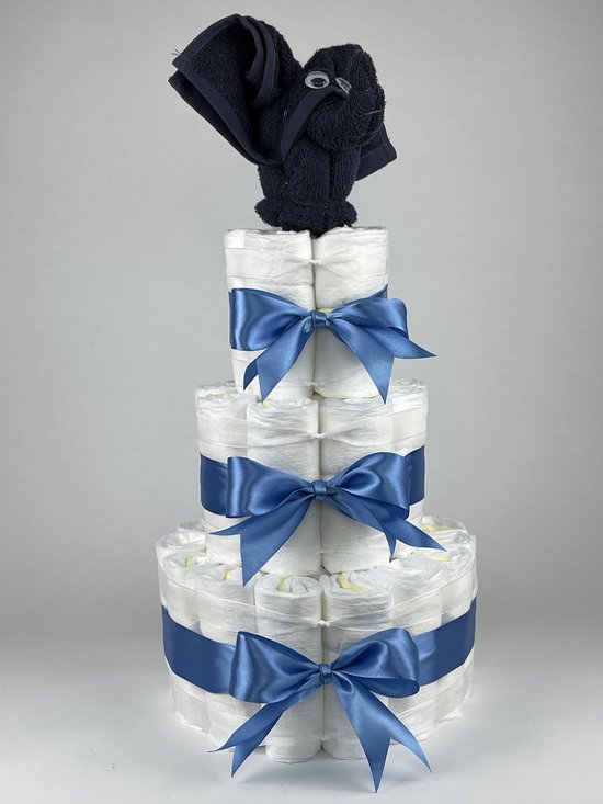 Chouette-Chouette | Luiertaart Jongen | Kraamcadeau | Geboorte Jongen | Babyshower | Olifant Navy donker blauw - diep Blauw van Chouette-Chouette
