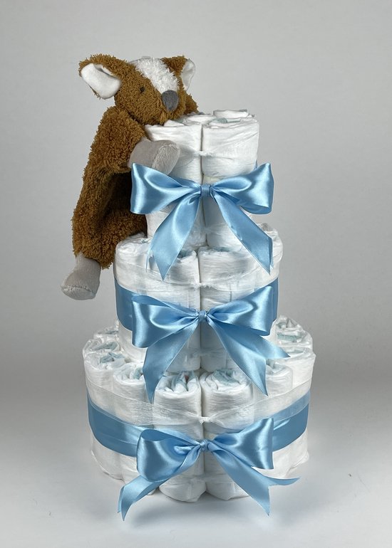 Chouette-Chouette | Luiertaart Jongen | Kraamcadeau | Geboorte Jongen | Babyshower | Tuttle Deer Do hemels Blauw van Chouette-Chouette