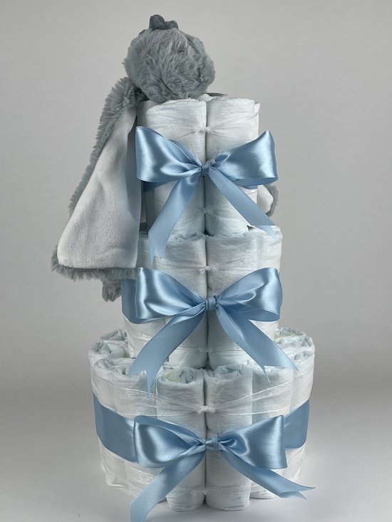 Chouette-Chouette | Luiertaart Jongen | Kraamcadeau | Geboorte Jongen| Babyshower | Tuttle Dino Don Blauw van Chouette-Chouette
