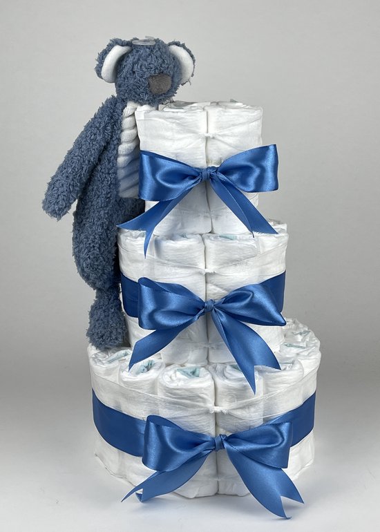 Chouette-Chouette | Luiertaart Jongen | Kraamcadeau | Geboorte Jongen | Babyshower | Tuttle Happy Koala diep Blauw van Chouette-Chouette
