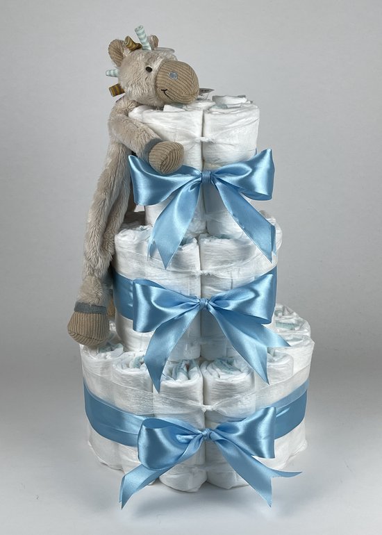 Chouette-Chouette | Luiertaart Jongen | Kraamcadeau | Geboorte Jongen | Babyshower | Tuttle Horse Bright hemels Blauw van Chouette-Chouette