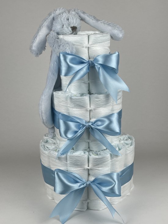 Chouette-Chouette | Luiertaart Jongen | Kraamcadeau | Geboorte Jongen | Babyshower | Tuttle Konijn Richie Blue - Blauw van Chouette-Chouette