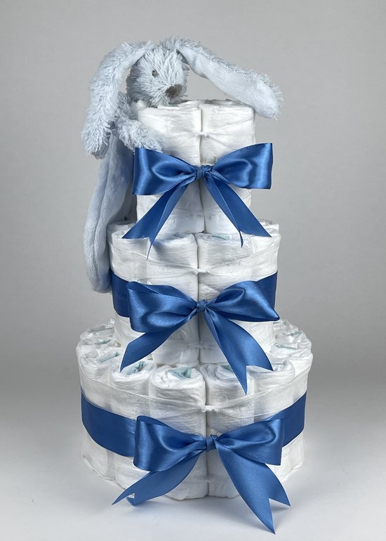 Chouette-Chouette | Luiertaart Jongen | Kraamcadeau | Geboorte Jongen | Babyshower | Tuttle Konijn Richie Blue - diep Blauw van Chouette-Chouette