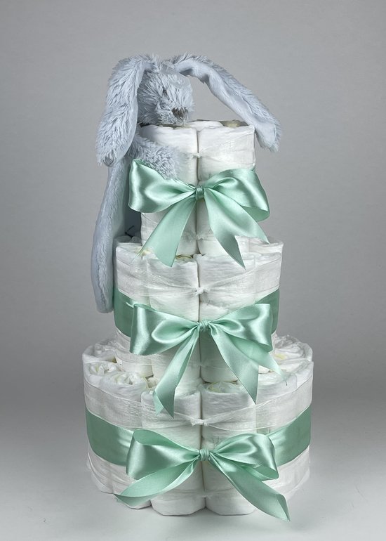Chouette-Chouette | Luiertaart Jongen | Kraamcadeau | Geboorte Jongen | Babyshower | Tuttle Konijn Richie Blue - Groen van Chouette-Chouette