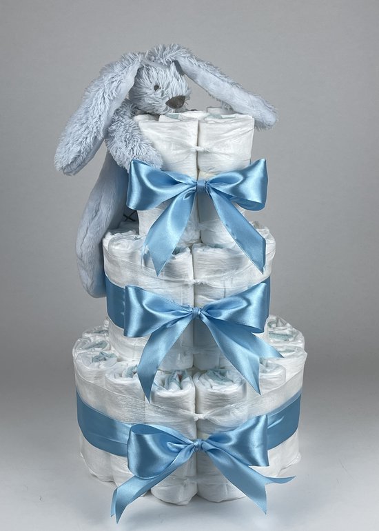 Chouette-Chouette | Luiertaart Jongen | Kraamcadeau | Geboorte Jongen | Babyshower | Tuttle Konijn Richie Blue - hemels Blauw van Chouette-Chouette