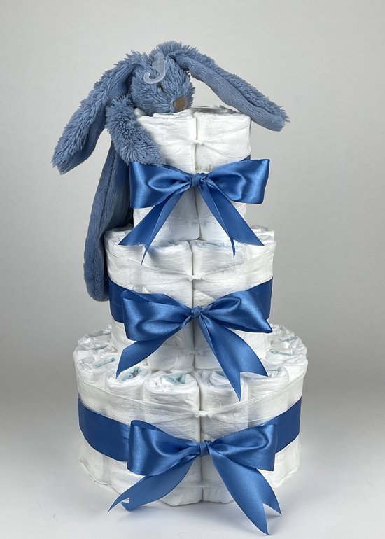 Chouette-Chouette | Luiertaart Jongen | Kraamcadeau | Geboorte Jongen | Babyshower | Tuttle Konijn Richie deep Blue - diep Blauw van Chouette-Chouette