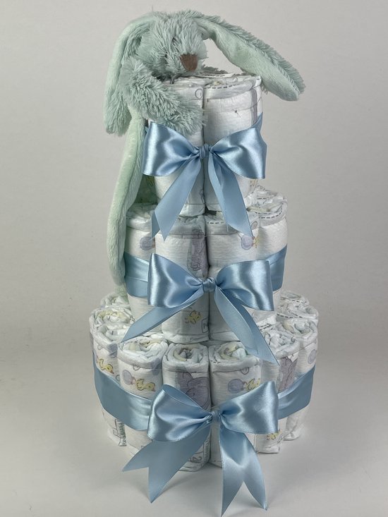 Chouette-Chouette | Luiertaart Jongen | Kraamcadeau | Geboorte Jongen | Babyshower | Tuttle Konijn Richie Lagoon - Blauw van Merkloos