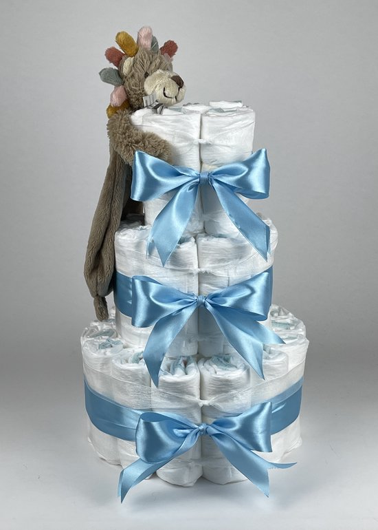 Chouette-Chouette | Luiertaart Jongen | Kraamcadeau | Geboorte Jongen | Babyshower | Tuttle Leeuw Leon hemels Blauw van Chouette-Chouette