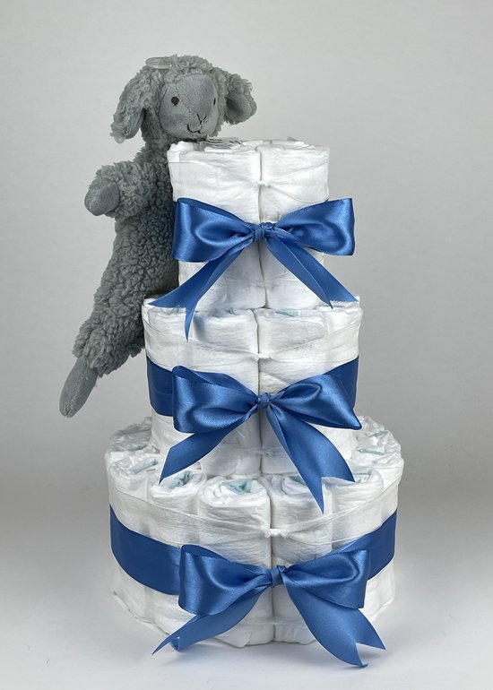 Chouette-Chouette | Luiertaart Jongen | Kraamcadeau | Geboorte Jongen | Babyshower | Tuttle Sapphire Lamb Lex diep Blauw van Chouette-Chouette