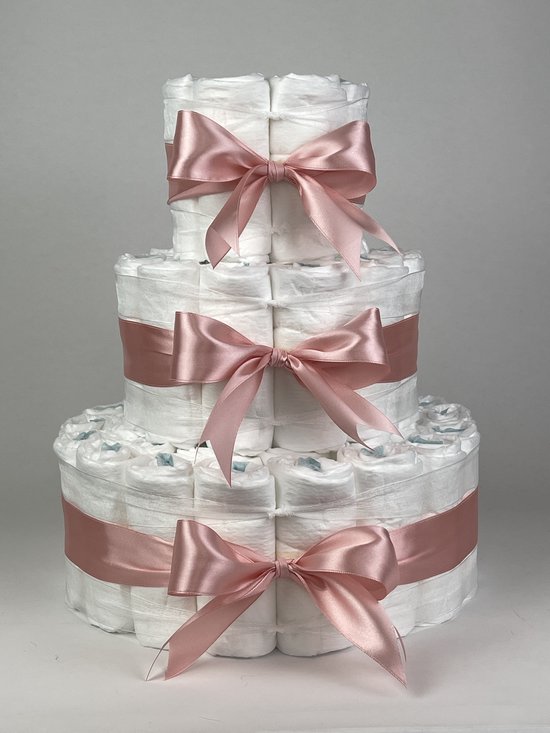Chouette-Chouette | Luiertaart Meisje | Kraamcadeau | Geboorte Meisje | Babyshower | Basic 64 donker Poeder Roze van Chouette-Chouette