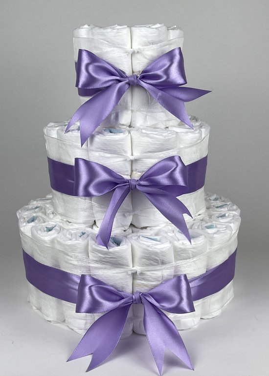 Chouette-Chouette | Luiertaart Meisje | Kraamcadeau | Geboorte Meisje | Babyshower | Basic 64 Paars van Chouette-Chouette