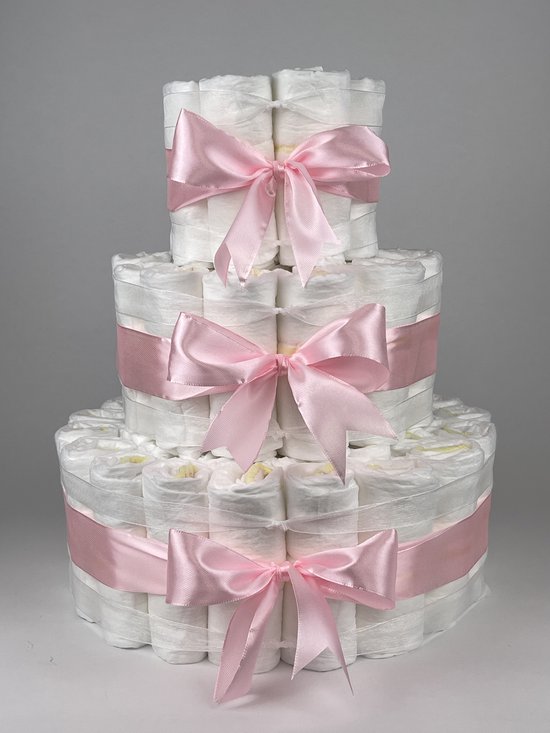 Chouette-Chouette | Luiertaart Meisje | Kraamcadeau | Geboorte Meisje | Babyshower | Basic 64 Roze van Chouette-Chouette