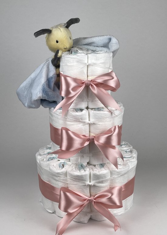 Chouette-Chouette | Luiertaart Meisje | Kraamcadeau | Geboorte Meisje | Babyshower | Tuttle Bee Benja donker Poeder Roze van Chouette-Chouette