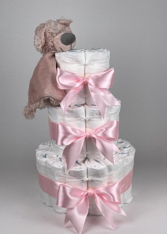 Chouette-Chouette | Luiertaart Meisje | Kraamcadeau | Geboorte Meisje | Babyshower | Tuttle Beer Brim Roze van Chouette-Chouette