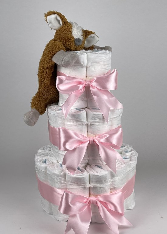 Chouette-Chouette | Luiertaart Meisje | Kraamcadeau | Geboorte Meisje | Babyshower | Tuttle Deer Do Roze van Chouette-Chouette