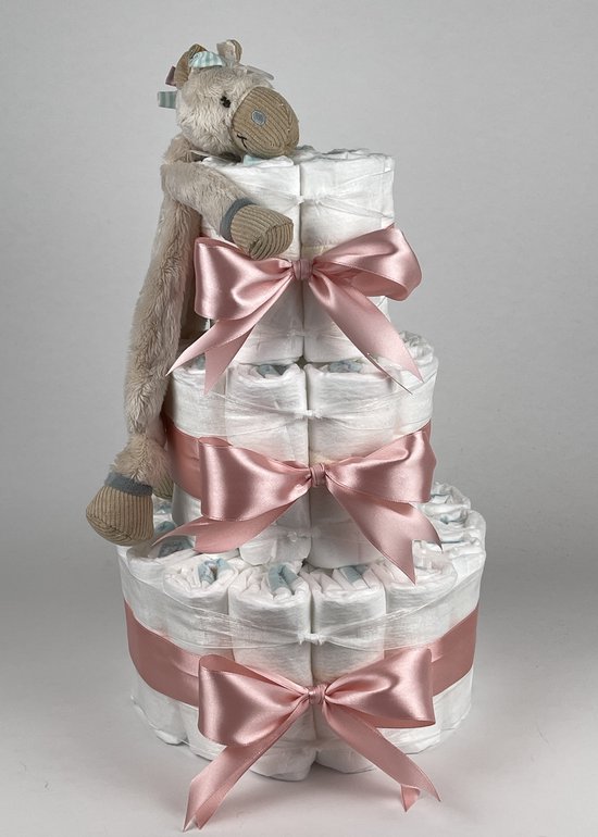 Chouette-Chouette | Luiertaart Meisje | Kraamcadeau | Geboorte Meisje | Babyshower | Tuttle Horse Bright donker Poeder Roze van Chouette-Chouette