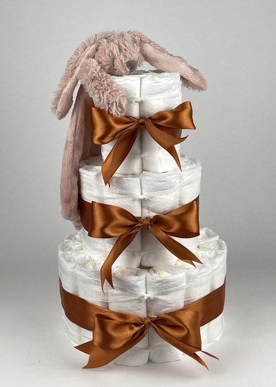 Chouette-Chouette | Luiertaart Meisje | Kraamcadeau | Geboorte Meisje | Babyshower | Tuttle Konijn Richie Old Pink - Koper van Chouette-Chouette
