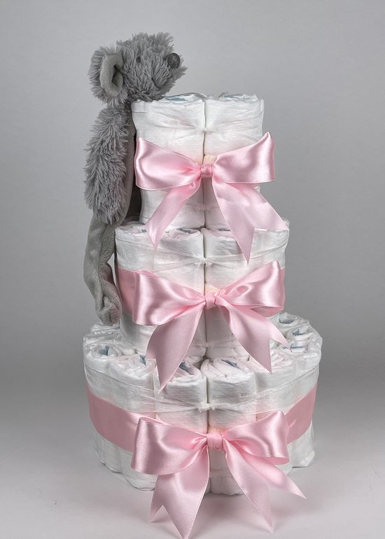 Chouette-Chouette | Luiertaart Meisje | Kraamcadeau | Geboorte Meisje | Babyshower | Tuttle Muis Mindy Roze van Chouette-Chouette